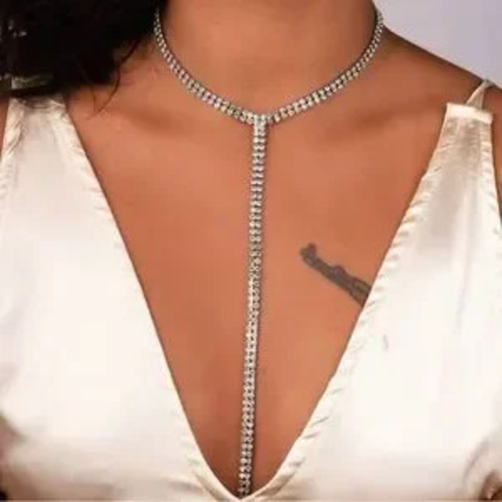 Rhinestone Choker Y Necklace for Women
